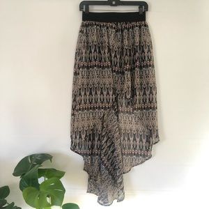 High-Low Skirt with Elastic Stretch Waist